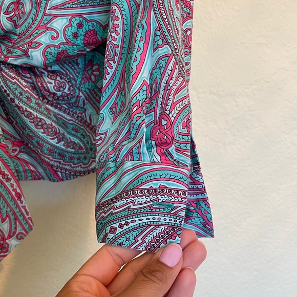 Vintage Long Sleeve Paisley Tie Front Blouse - Picture 4 of 10